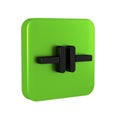 Black Electric circuit scheme icon isolated on transparent background. Circuit board. Green square button.