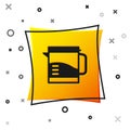 Black Electric kettle icon isolated on white background. Teapot icon. Yellow square button. Vector