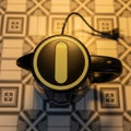 Black electric kettle with yellow accent on a patterned surface isolated on white background Royalty Free Stock Photo