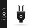 Black Electric plug icon isolated on white background. Concept of connection and disconnection of the electricity Royalty Free Stock Photo