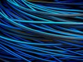 Black Electrical Cable Wires with Blue Stripe Background Royalty Free Stock Photo