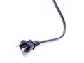 Black electrical cord on white
