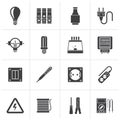 Black Electrical devices and equipment icons