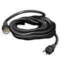Black electrical extension cable, vector isolated