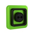 Black Electrical outlet icon isolated on transparent background. Power socket. Rosette symbol. Green square button. Royalty Free Stock Photo