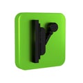 Black Electrical panel icon isolated on transparent background. Switch lever. Green square button. Royalty Free Stock Photo