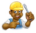 Black Electrician Handyman With Screwdriver