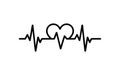 Black heart electrocardiogram line on white background Royalty Free Stock Photo