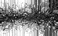 Black electronic circuit pattern on white background digital tech design