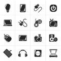 Black Electronic Devices objects icons