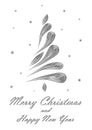 Black elegant Christmas tree on white background, vertical