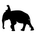 Black elephant with Elephant mahout silhouette Asia walking, graphics design vector outline Illustration