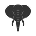 Black Elephant in flat on white background.