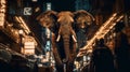 Black elephant with golden intricate pattern on skin. Generative AI