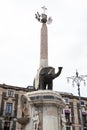 Black elephant - symbol of Catania city center, Sicily, Italy