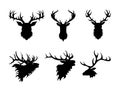 Black Elk Head Silhouette Collection Royalty Free Stock Photo