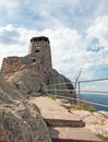 Black Elk Peak [formerly known as Harney Peak] Fire Lookout Tower in Custer State Park in the Black Hills of South Dakota USA Royalty Free Stock Photo