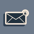 Black Email message lock password icon isolated on grey background. Envelope with padlock sign. Private mail and Royalty Free Stock Photo