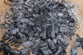 Black embers of fire on ground Royalty Free Stock Photo