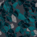 Black and emerald seamless pattern with cracked ceramic tile texture. Kintsugi style hand drawn illuastration