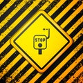 Black Emergency brake icon isolated on yellow background. Warning sign. Vector