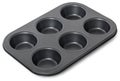 Black empty pan for cupcakes isilated on white background