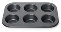 Black empty pan for cupcakes isilated on white background