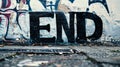 Black END Graffiti on Weathered Urban Wall Royalty Free Stock Photo
