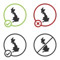 Black England map icon isolated on white background. Circle button. Vector Royalty Free Stock Photo