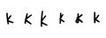 Black english latin K alphabet letter symbol. Vector illustration hand drawn cartoon doodle Royalty Free Stock Photo