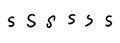 Black english latin S alphabet letter symbol. Vector illustration hand drawn cartoon doodle Royalty Free Stock Photo