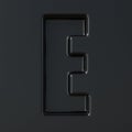 Black engraved font Letter E 3D