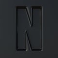 Black engraved font Letter N 3D