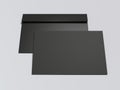 Black envelope with blank paper sheet. 3d rendering