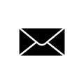 Black envelope icon in flat style. Mail symbol