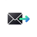 Black envelope icon with a gradient arrow pointing right. The arrow transitions from green to blue, Royalty Free Stock Photo
