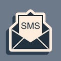 Black Envelope icon isolated on grey background. Received message concept. New, email incoming message, sms. Mail Royalty Free Stock Photo