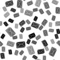 Black Envelope icon isolated seamless pattern on white background. Email message letter symbol. Vector Illustration Royalty Free Stock Photo