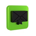 Black Envelope with star icon isolated on transparent background. Important email, add to favourite icon. Starred