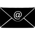 A black envelope with a white at symbol Royalty Free Stock Photo