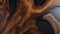 black epoxy resin panel with walnut, texture for design Royalty Free Stock Photo
