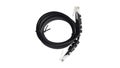 Black Ethernet cable with connectors on both ends, coiled neatly, showcasing its flexibility and durability, ideal for networking Royalty Free Stock Photo