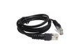 Black Ethernet cable with connectors on both ends, coiled neatly, showcasing its flexibility and durability, ideal for networking Royalty Free Stock Photo