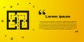 Black Evacuation plan icon isolated on yellow background. Fire escape plan. Vector