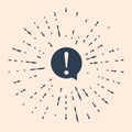 Black Exclamation mark in circle icon on beige background. Hazard warning symbol. FAQ sign. Copy files, chat speech Royalty Free Stock Photo