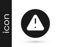 Black Exclamation mark in triangle icon isolated on white background. Hazard warning sign, careful, attention, danger Royalty Free Stock Photo