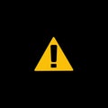 Black exclamation mark in triangle icon isolated on yellow background. Warning of danger, caution, attention Royalty Free Stock Photo