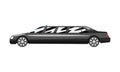 Black executive limousine with blue flasher siren, business luxury vehicle side view vector Illustration on a white Royalty Free Stock Photo