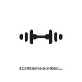 black exercising dumbbell isolated vector icon. simple element illustration from gym and fitness concept vector icons. exercising