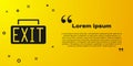 Black Exit icon isolated on yellow background. Fire emergency icon. Vector Royalty Free Stock Photo